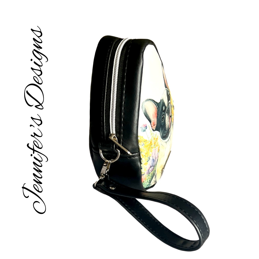 Frenchie Pied "Dewdrop" Wristlet