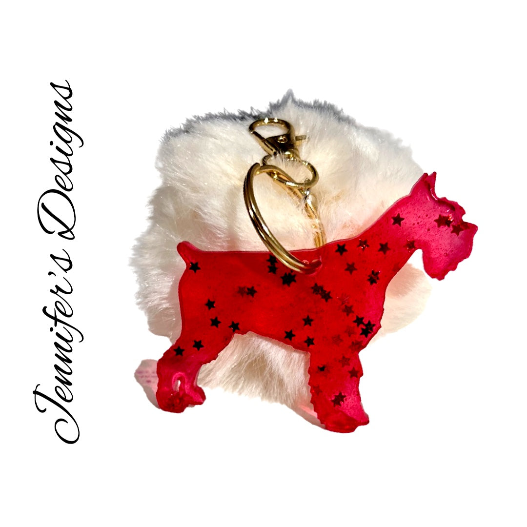 Schnauzer Keychain Red/White