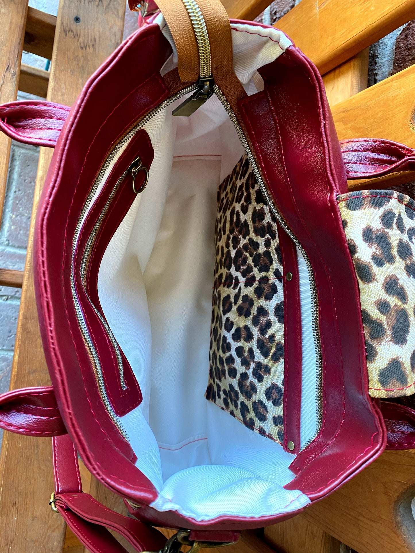 Red/Leopard "Grace" Bag