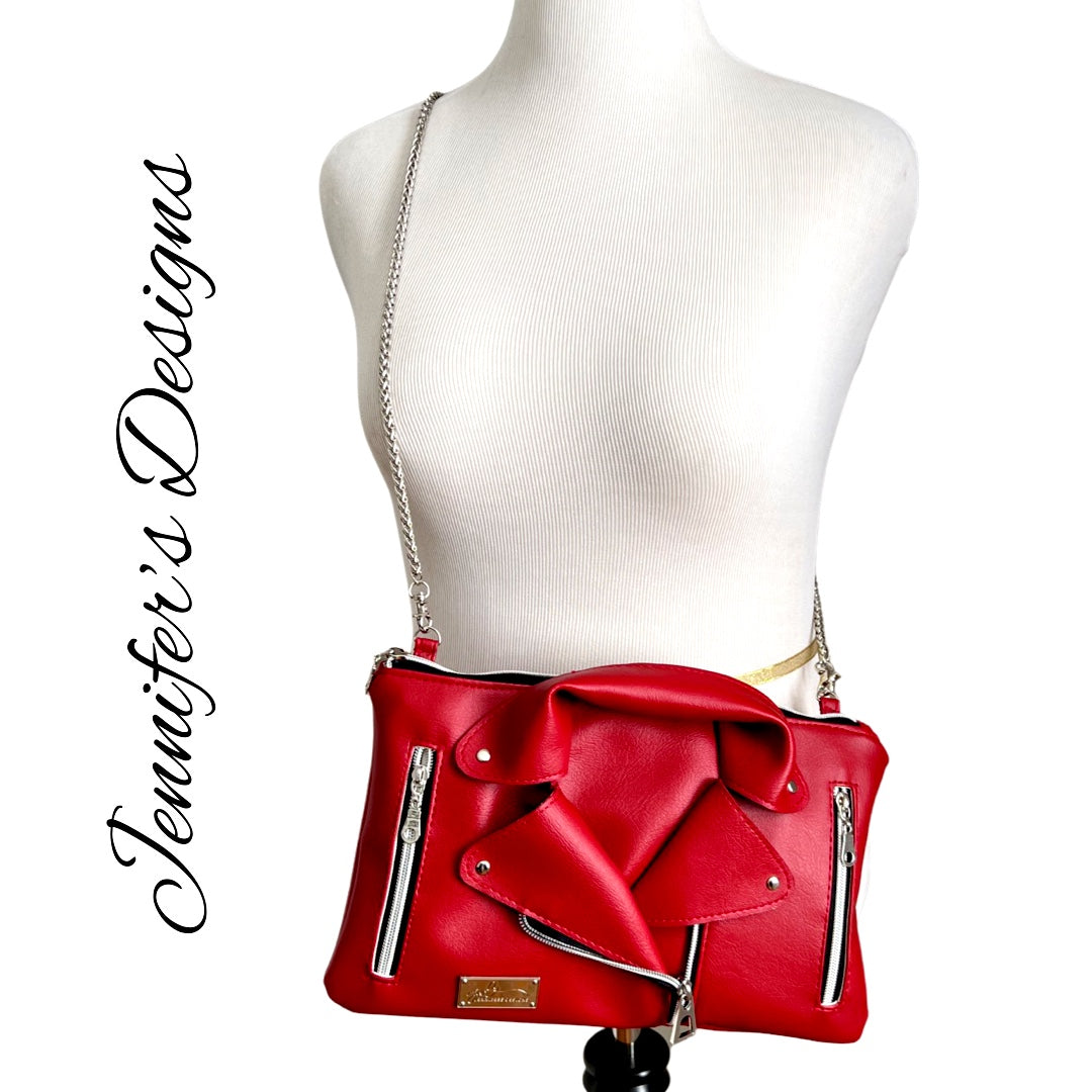 Red “Aria” Biker Clutch