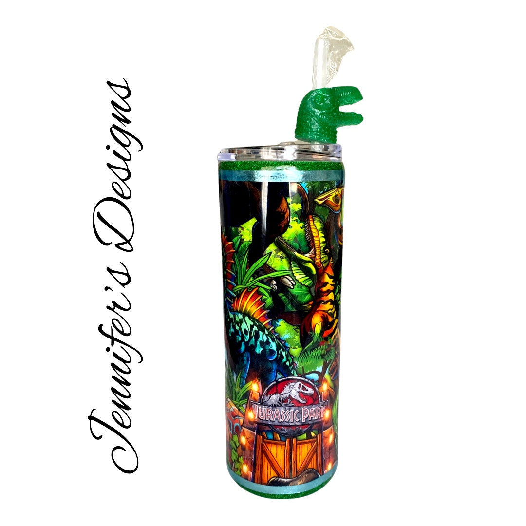 Jurassic Park Tumbler with Straw Topper