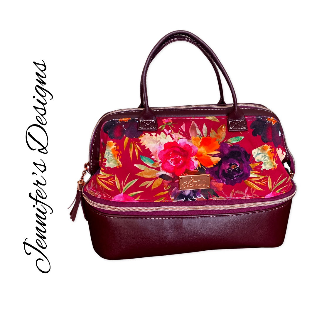 Red Floral “Jenny” Toiletry Bag