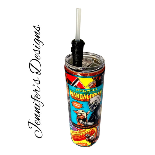 Mandolorian Tumbler w/ Lightsaber Straw Topper