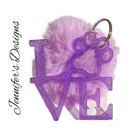 Paw Love Keychain Purple