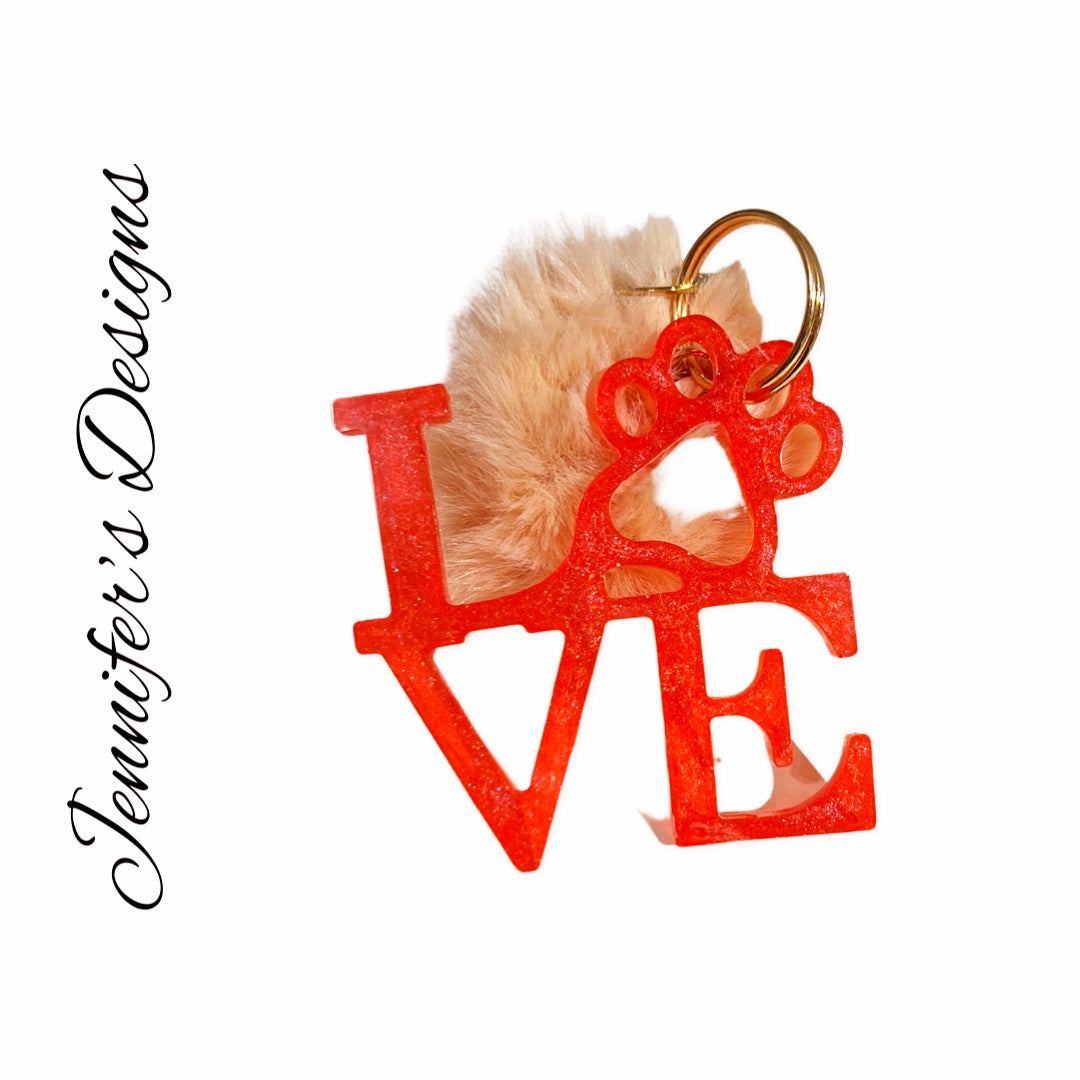 Paw Love Keychain Red