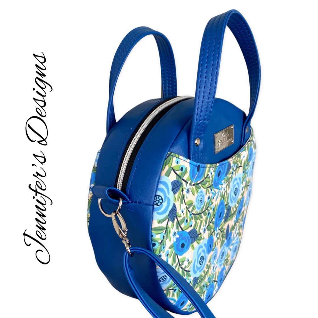 Blue Floral "Magdalena" Circle Bag