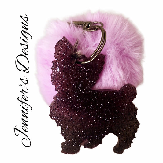 Yorkie Keychain Purple