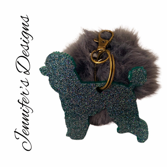 Poodle Keychain Green